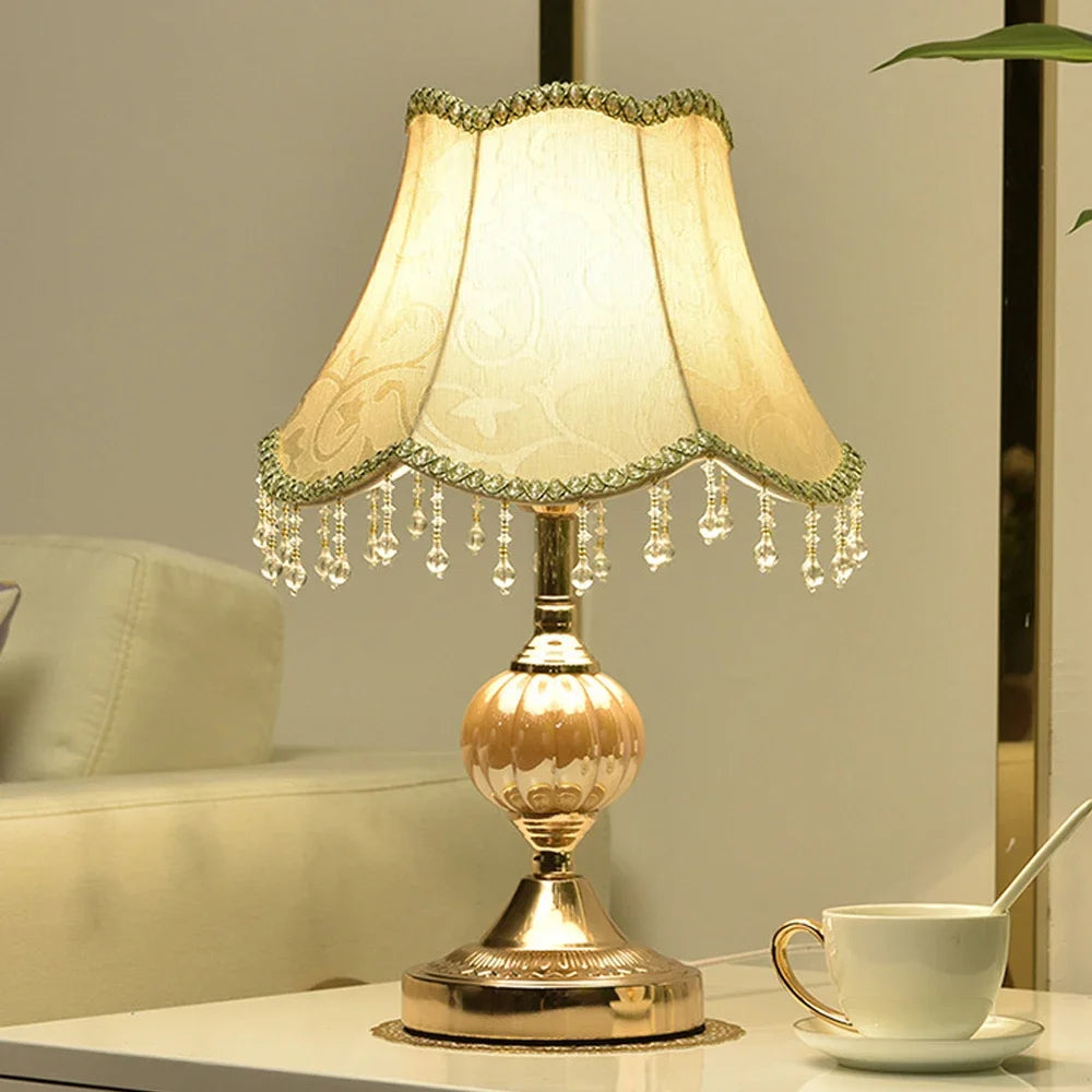 Bedside Lamp – Fabric Shade & Gold or White Base