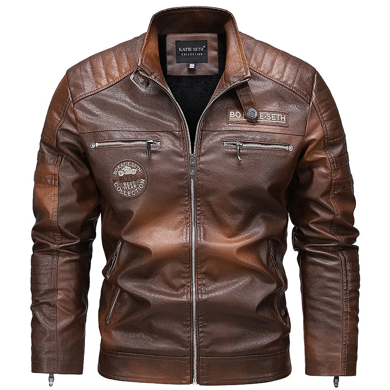 Men's Faux Leather Jacket – Slim Fit Casual Layer