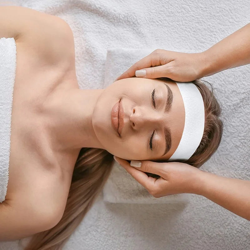 Disposable Spa Facial Headbands — Soft Non-Woven Skincare Bands (10/50/100 Pack)