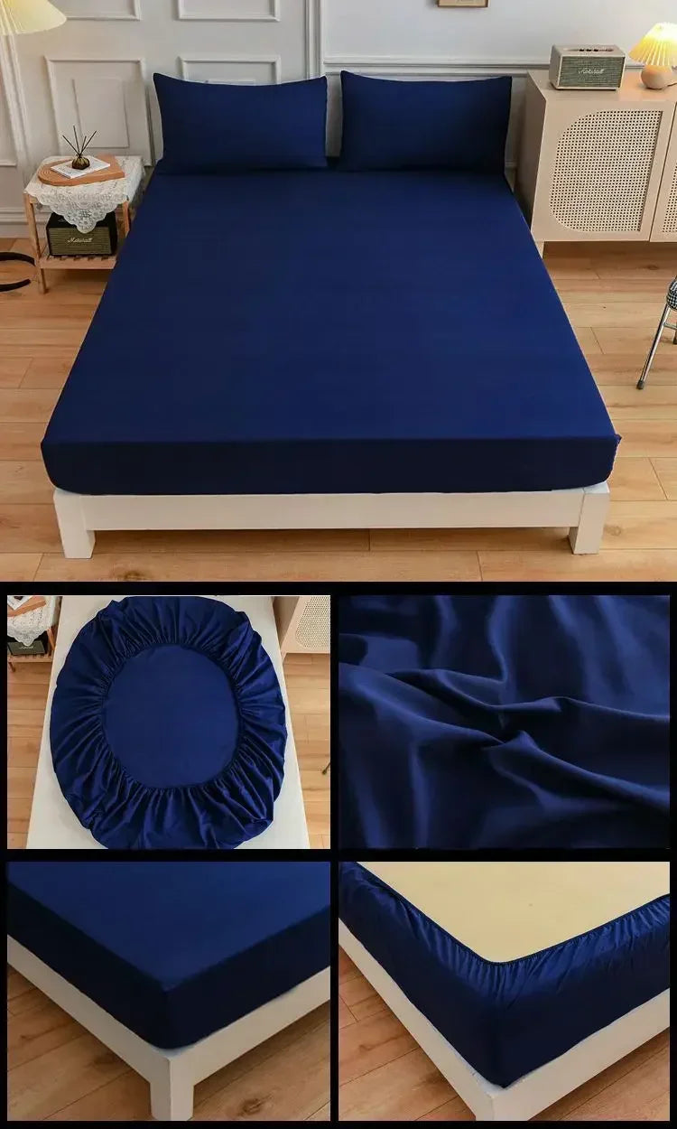 High-Quality Elastic Fitted Sheet – Solid Color Mattress Cover, 80–200cm, Single to King