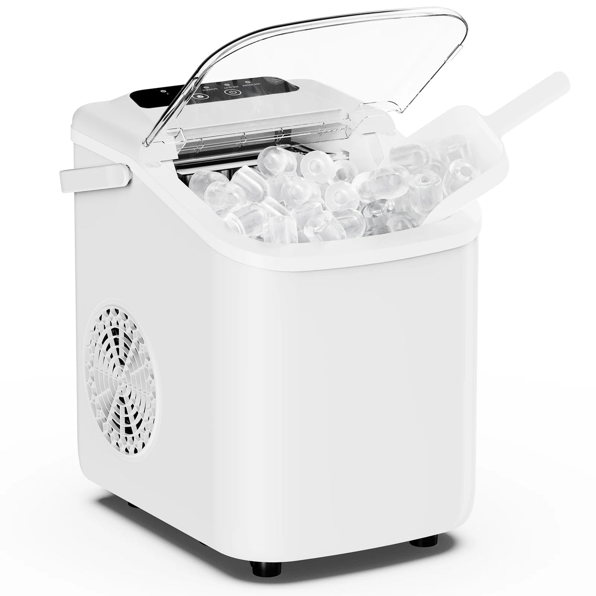 JHK Portable Countertop Ice Maker – 9 Ice Cubes in 6 Min, 26.5 lbs/24Hr, Scoop & Basket Included