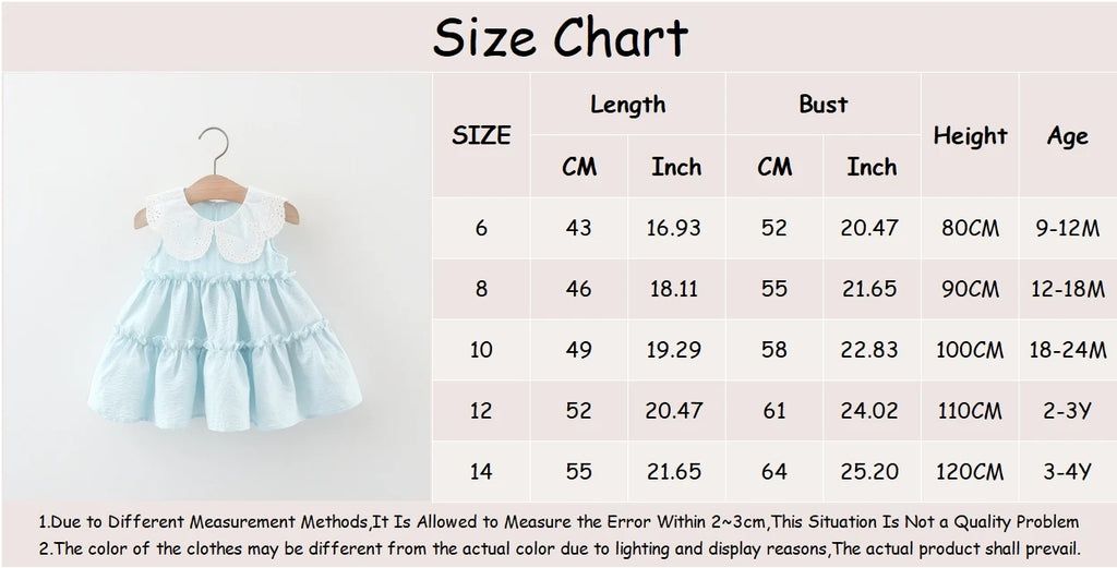Baby Girl Cotton Beach Dress — Sleeveless Solid Color Lapel Dress