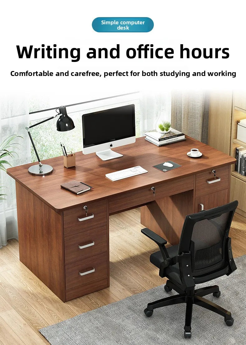 Modern Minimalist Writing & Computer Desk — Durable Wood Office Desk in Oak & Dark Walnut