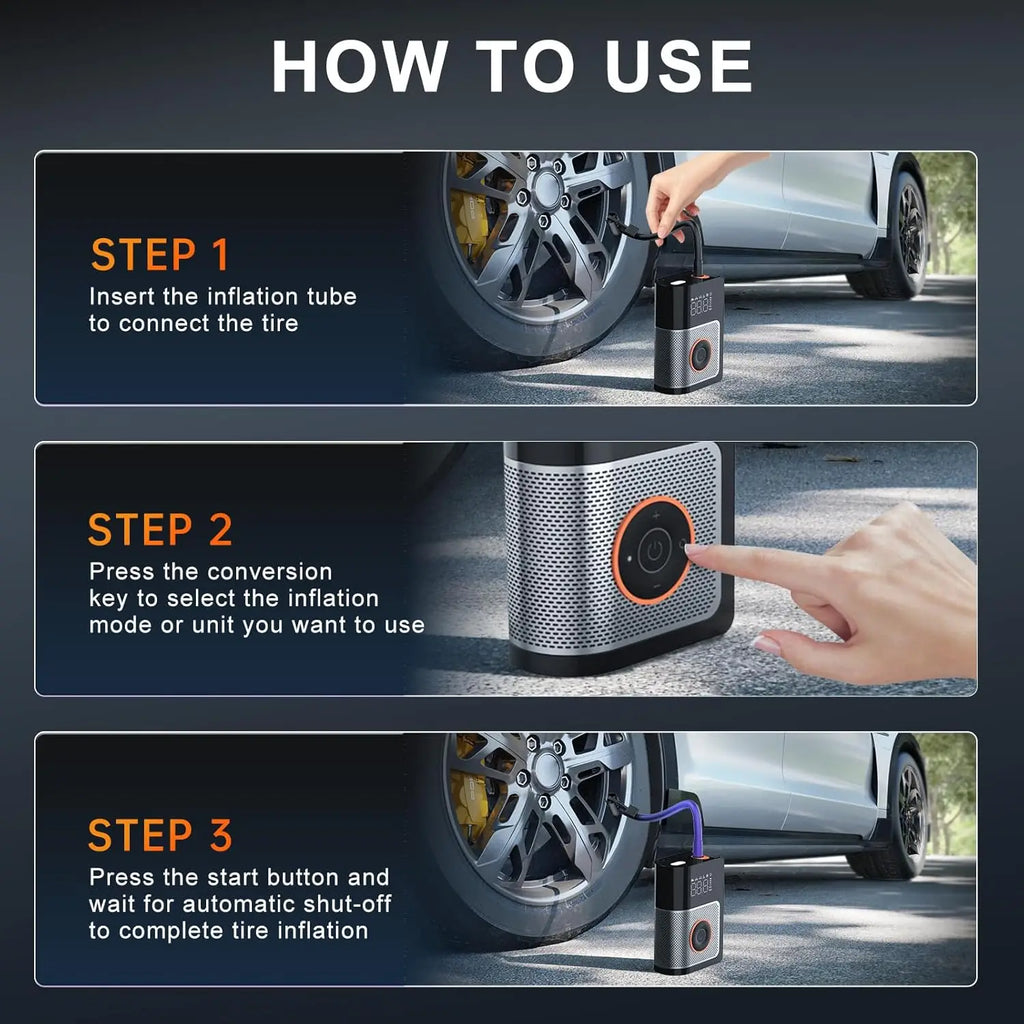 Portable Tire Inflator with Digital Gauge, 160 PSI