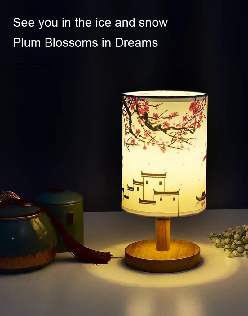Square Table Lamp – Warm LED & Fabric Shade