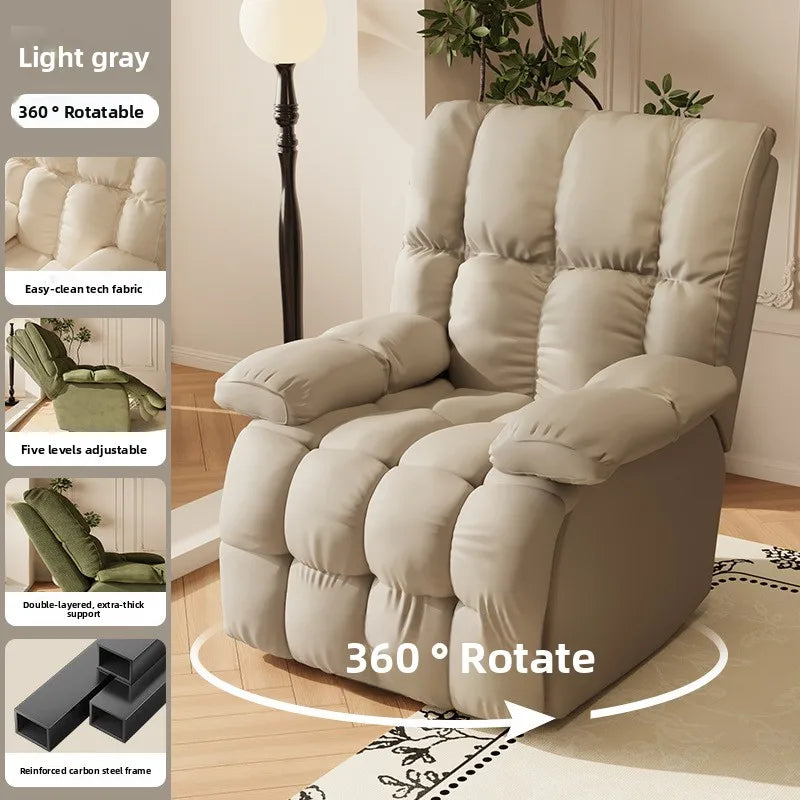 Five-Position Fabric Lounge Chair with Padded Arms
