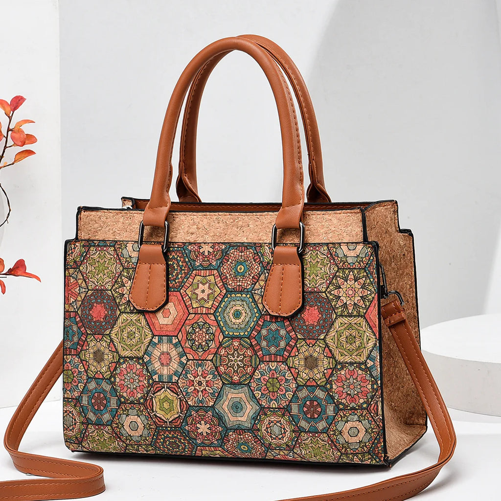 Luxury Floral Print PU Tote Bag – Large Capacity Shoulder Crossbody Messenger Bag for Women