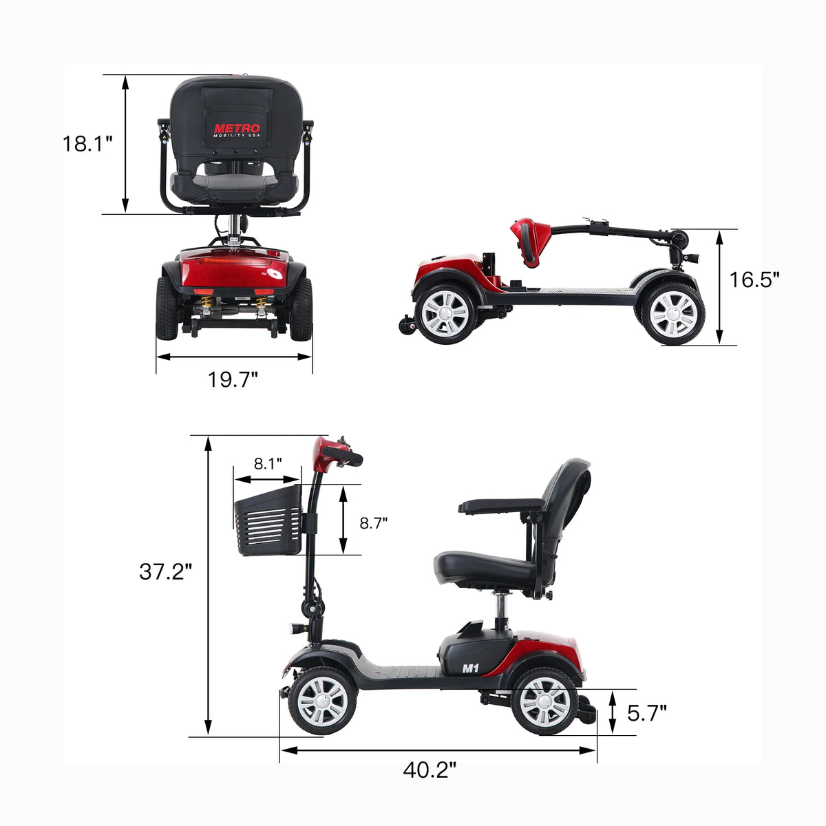 4-Wheel Mobility Scooter for Seniors, Foldable Travel Design