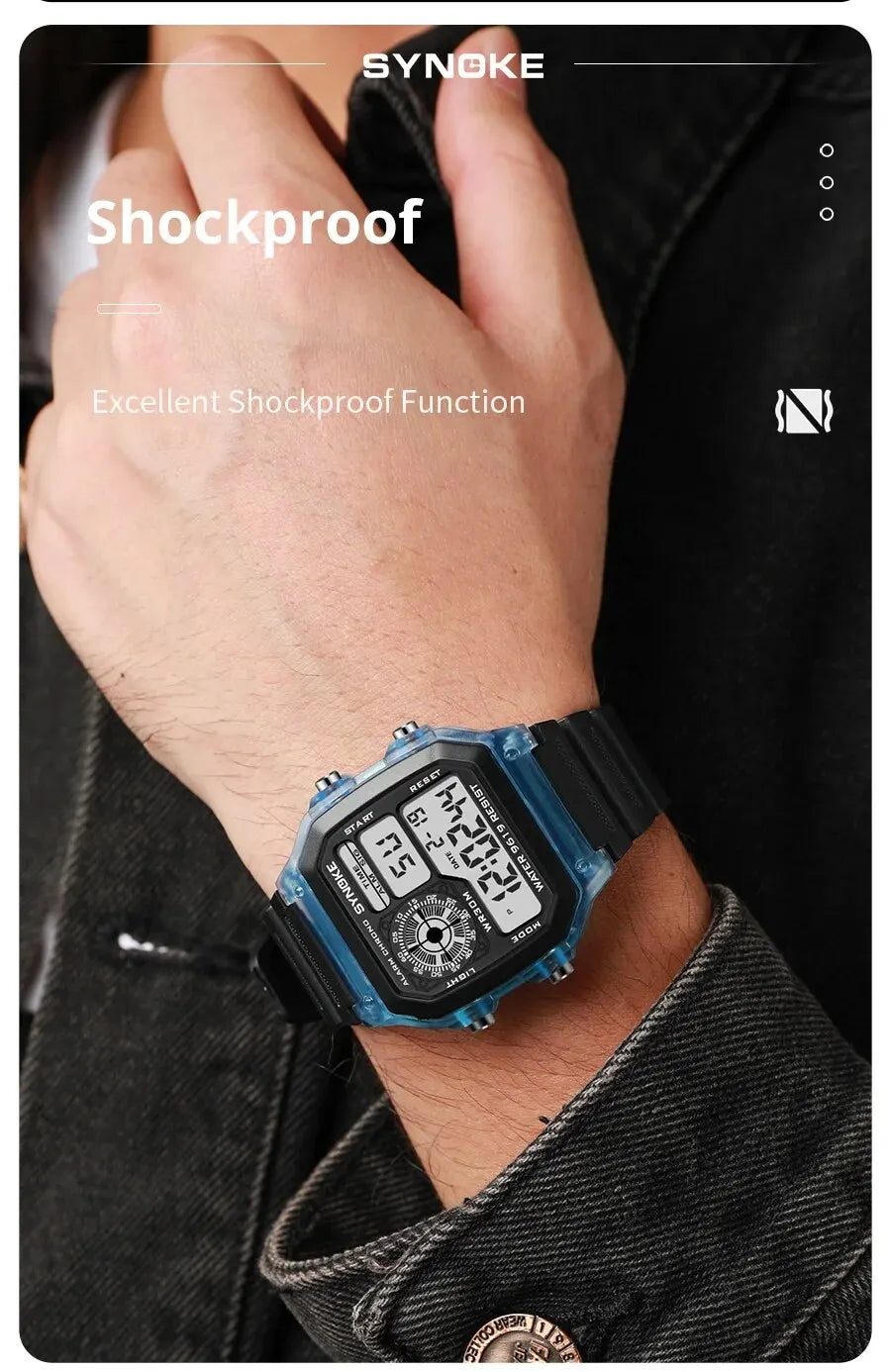 SYNOKE Digital Sport Watch | Luminous Multifunction Waterproof Seven Color LED Wristwatch