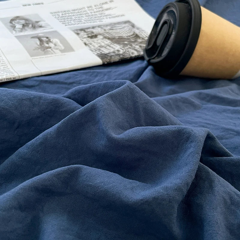 Blue Washed Cotton Duvet Cover – 150x200cm, Girls & Boys Bedroom, Quilt Cover (Pillowcase Sold Separately)