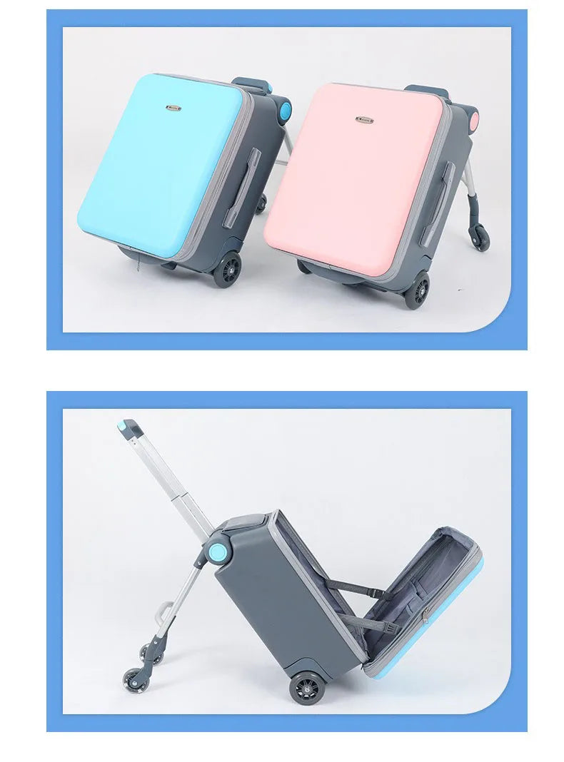 Kids Stroller Suitcase – 2-in-1 Ride-On & Sitting Waterproof ABS Trunk with Lock