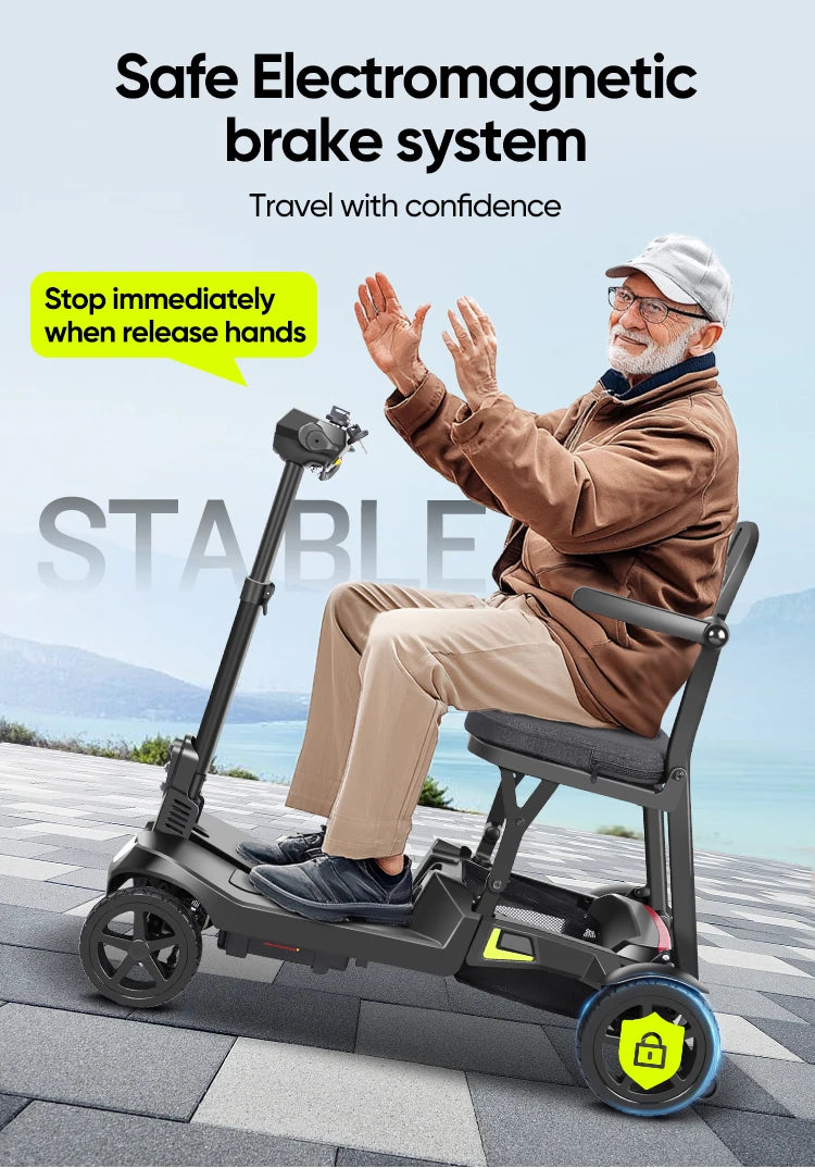 Lightweight 4-Wheel Mobility Scooter, Foldable