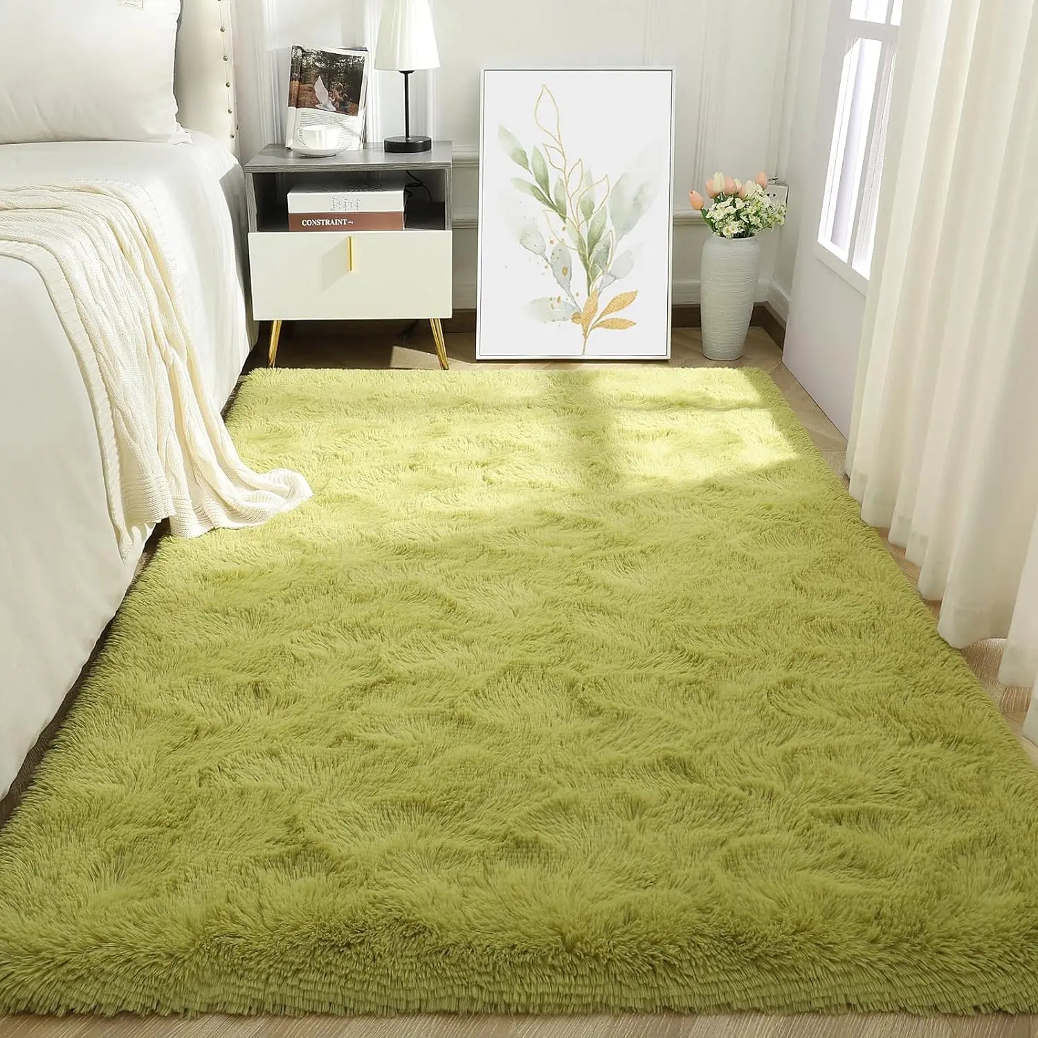 VIKAMA Tie-Dye Plush Carpet — Soft Fluffy Non-Slip Area Rug for Living Room, Kids Room & Baby Crawling