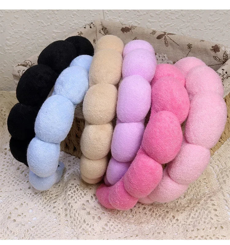 Puffy Spa Headband & Wristbands Set — Microfiber