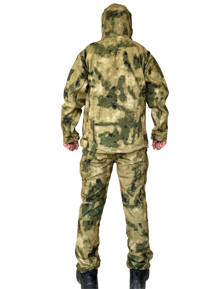 Men's Camouflage Tactical Set – Waterproof Softshell Fleece Jacket & Cargo Pants
