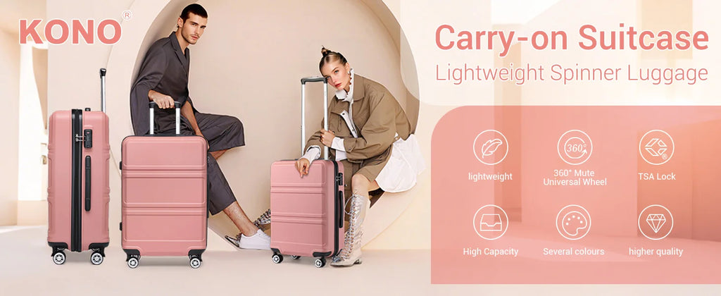 KONO 4/5/6-Piece Hardshell Luggage Set with Toiletry Bag — TSA Lock Spinner Wheels Travel Suitcase