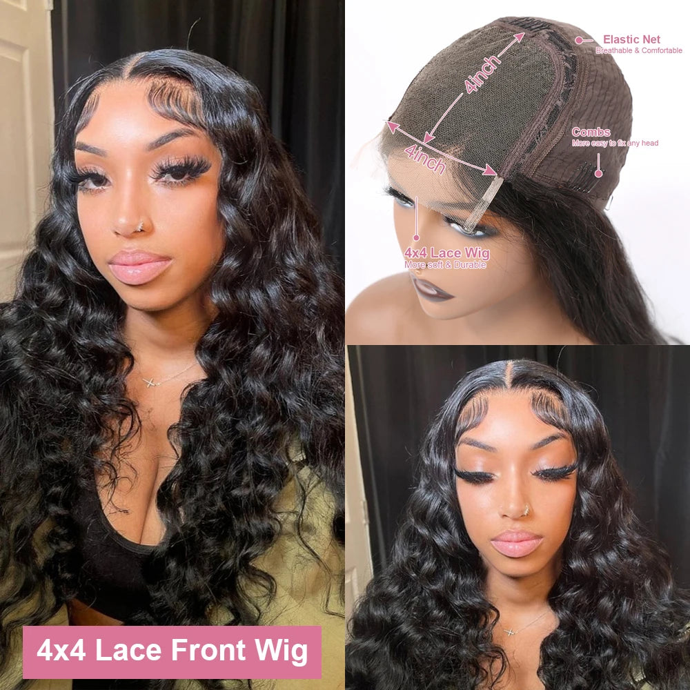 40 Inch Loose Deep Wave Lace Front Human Hair Wig Brazilian Nature Wave Curly Wigs Human Hair 13x6 HD Lace Frontal Wig For Women