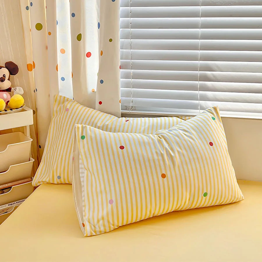 European-Style Washed Cotton Pillowcase | Soft & Breathable, Simple Printed Down Comforter Protection Cover