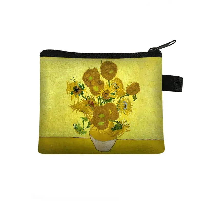 Vintage Oil Painting Floral Coin Purse Mini Clutch Wallet – Bohemian Nylon Organizer Wallet for Women