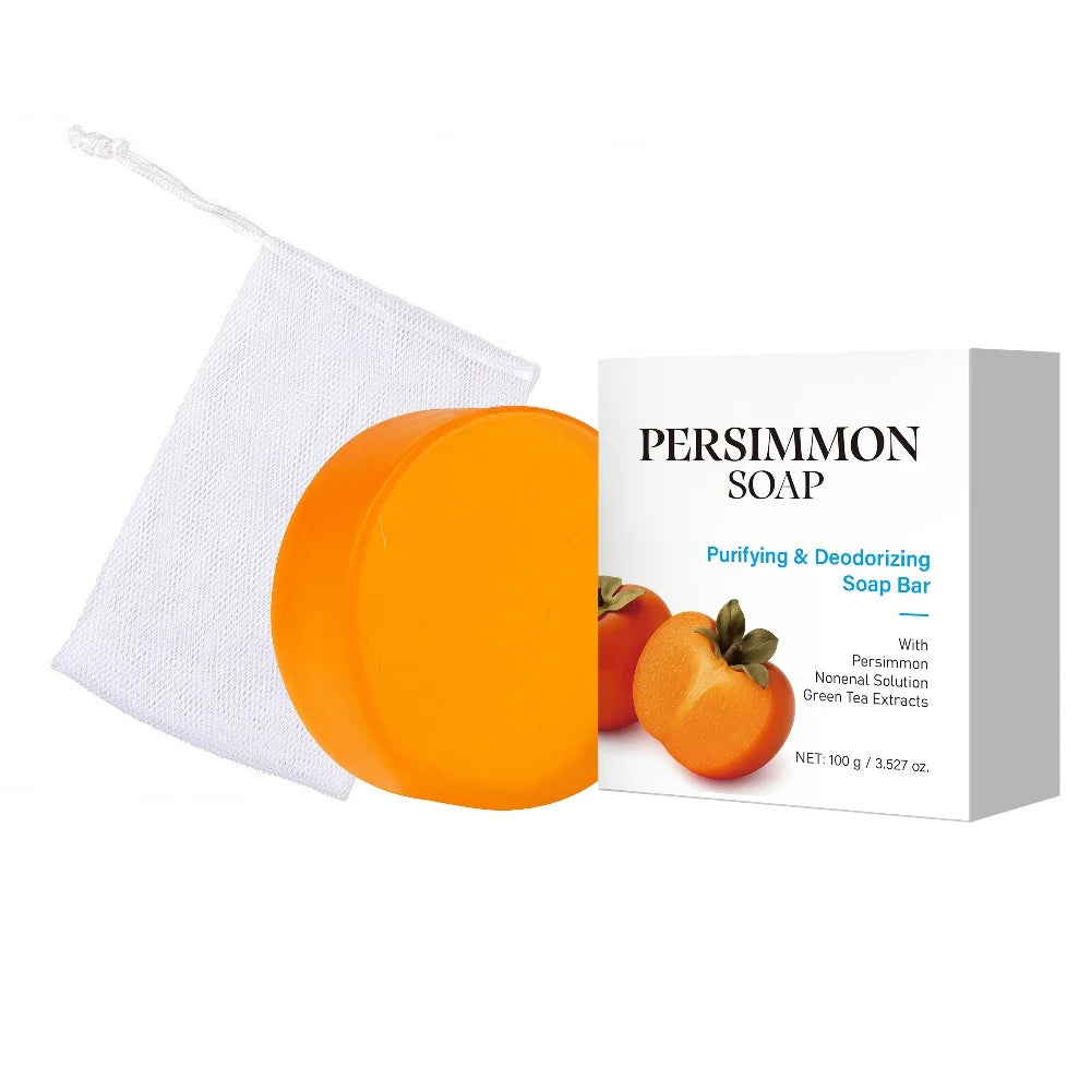 Persimmon & Green Tea Soap Bar – Natural Body Odor Soap for Men & Women, 100g