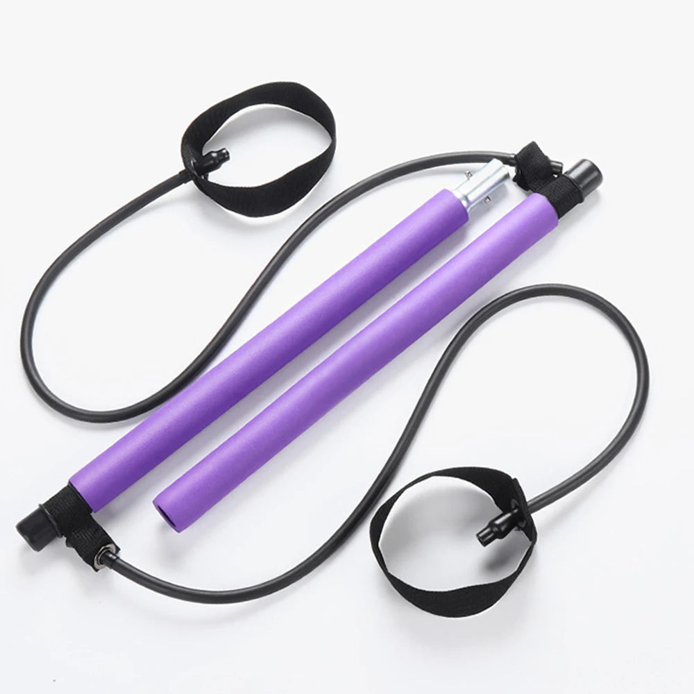 Pilates Stick – Multi-Functional Fitness & Yoga Equipment, Elastic Exercise Bar with Hip Pulling Rope for Home Training
