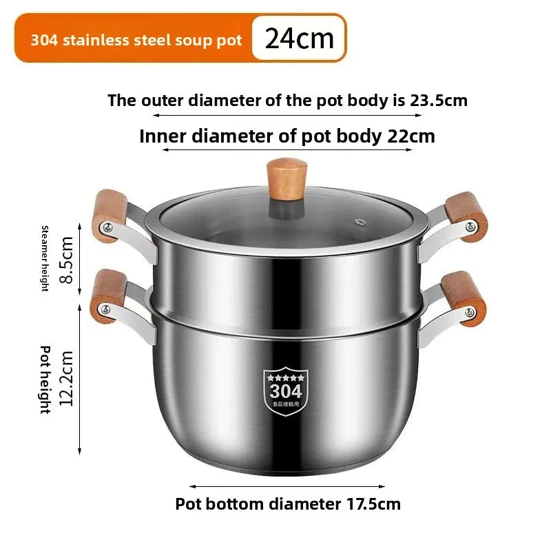 Stainless Steel Soup Pot – Glass Lid & Side Handles
