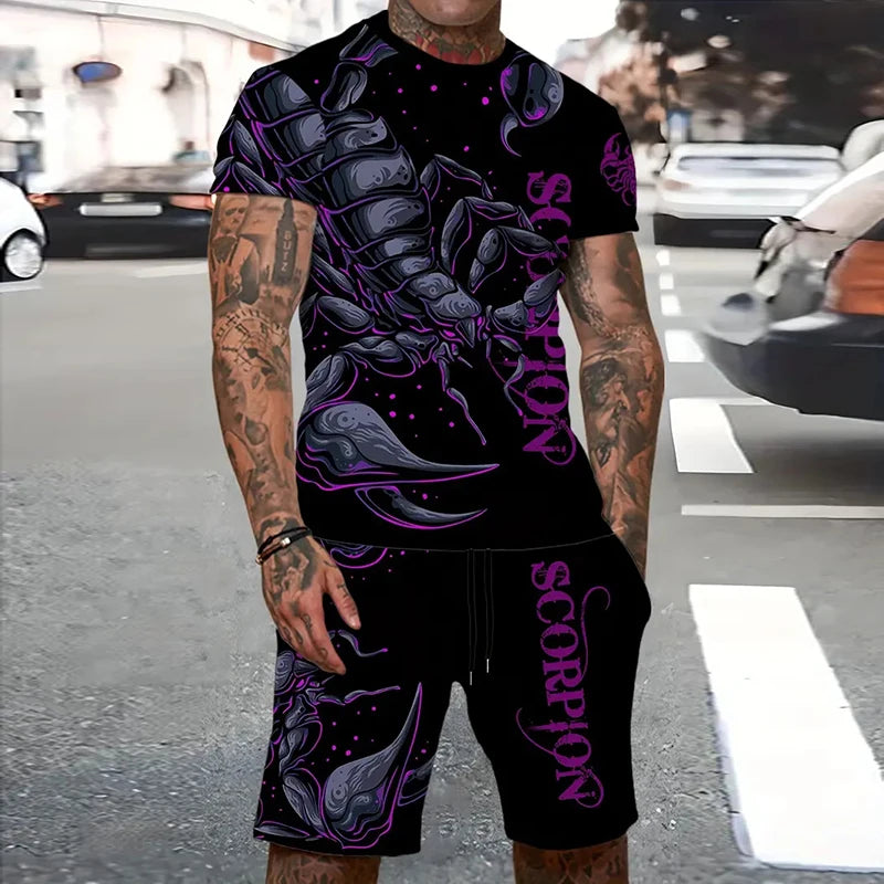 Men's 3D Tiger Print O-Neck Short Sleeve T-Shirt & Shorts Set – Cool Personalized Streetwear