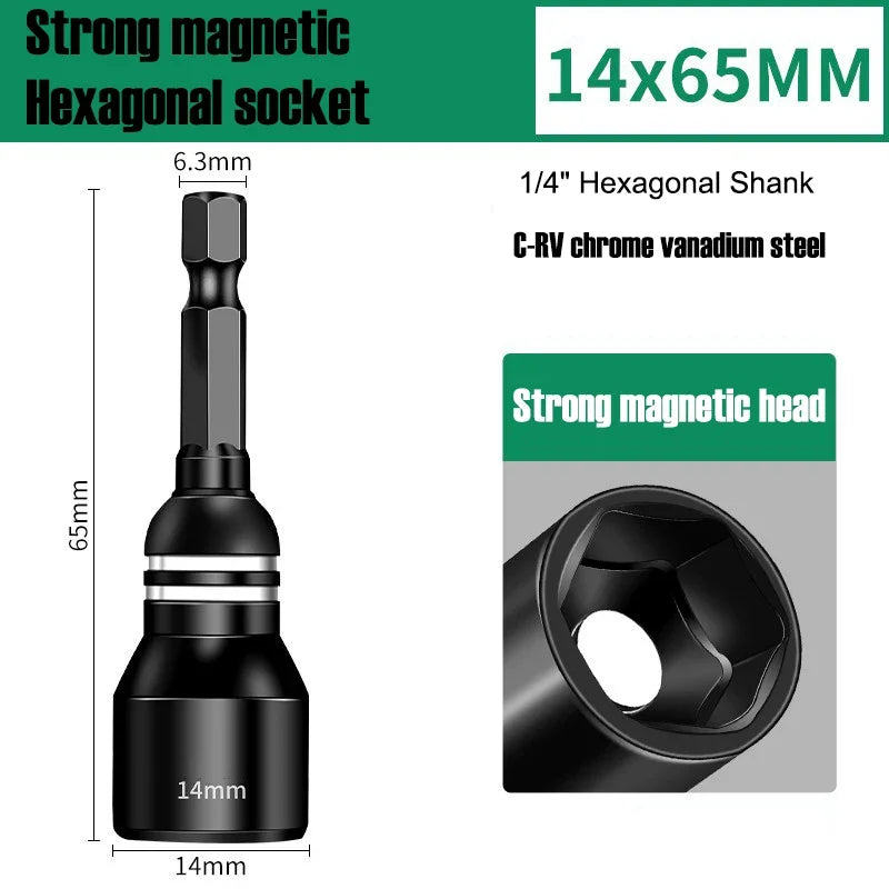 Magnetic Hex Shank Nut Driver Set — Power Tool Bit Adapter for Drill & Impact Driver