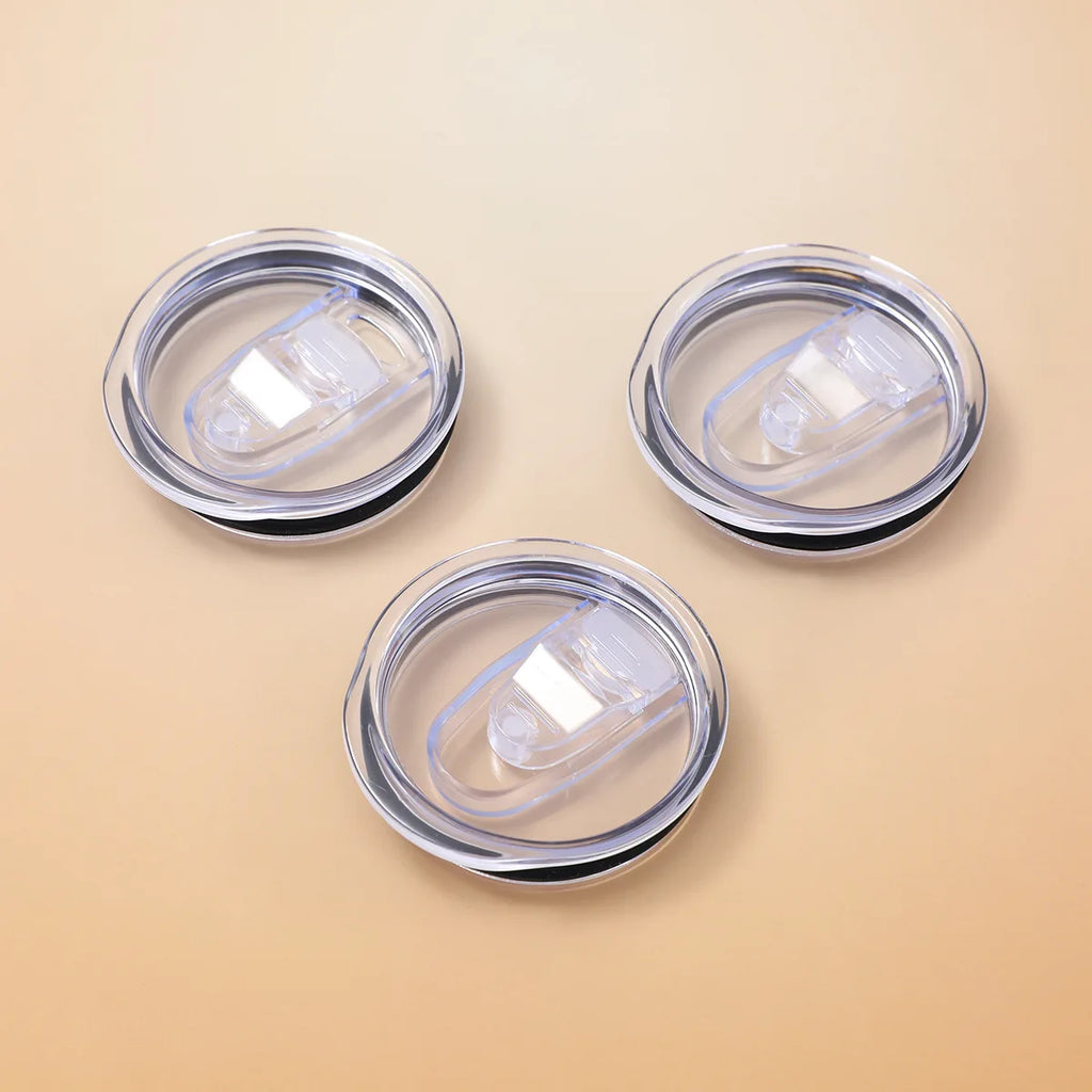 Push-Slide Replacement Lid for 12oz 16oz 20oz 30oz Slim Tumbler Cups – Leakproof Transparent Plastic Cup Lid