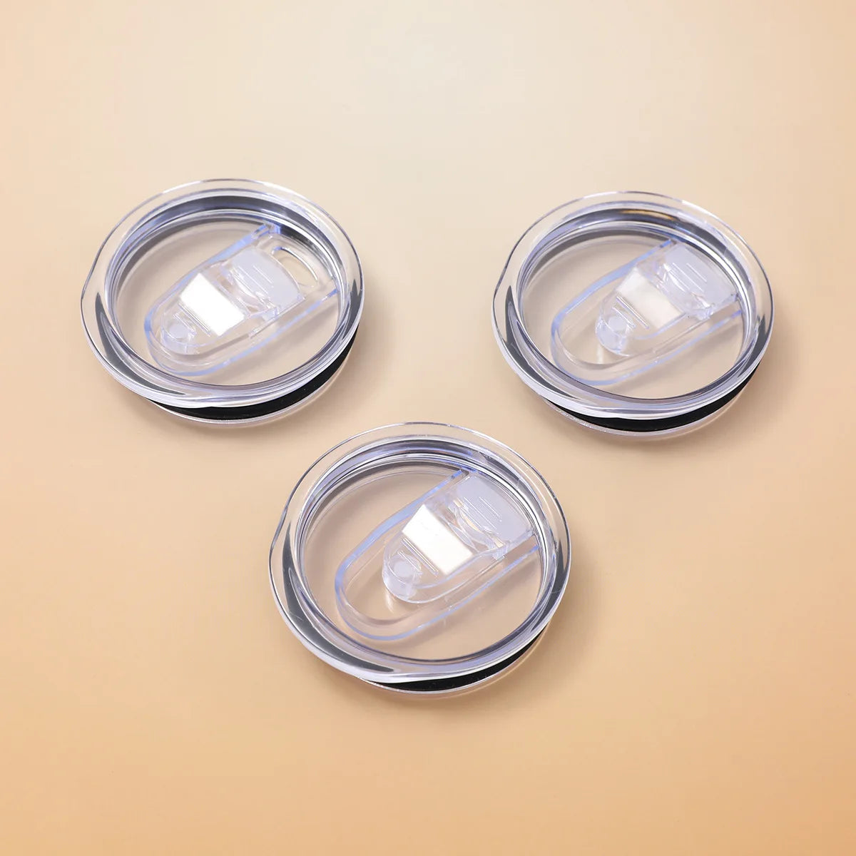 Push-Slide Replacement Lid for 12oz 16oz 20oz 30oz Slim Tumbler Cups – Leakproof Transparent Plastic Cup Lid
