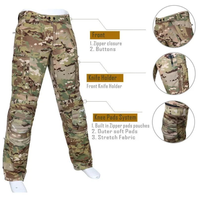 Men's Tactical Frog Suit Uniform Shirt & Cargo Pants 2-Piece Outdoor Set