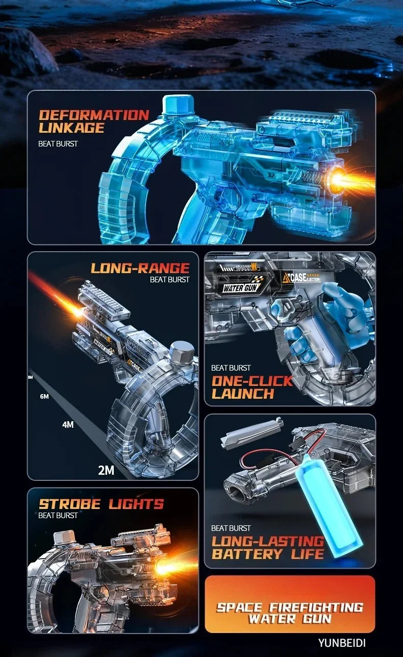 Electric Water Gun with Flashing Function That Continuously Delivers Powerful Water Spray Summer Outdoor Toy Children's Gift