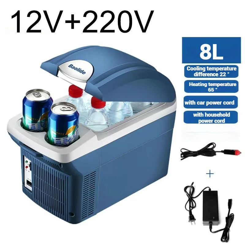 6L & 8L Small Car Refrigerator — 12V/24V Portable Fridge for Home & Camping, Cool & Frozen Drinks for Car & Truck