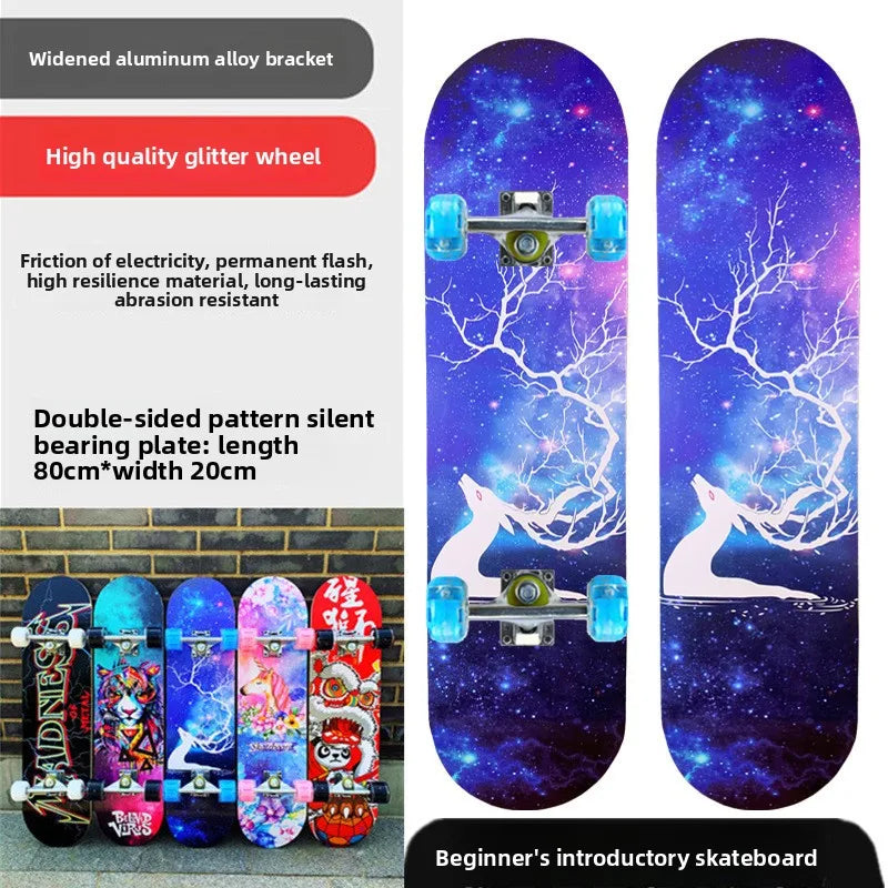Pro All-Terrain Complete Skateboard – Aluminum Alloy & Carbon Fiber Deck, Beginner Longboard for Kids & Adults