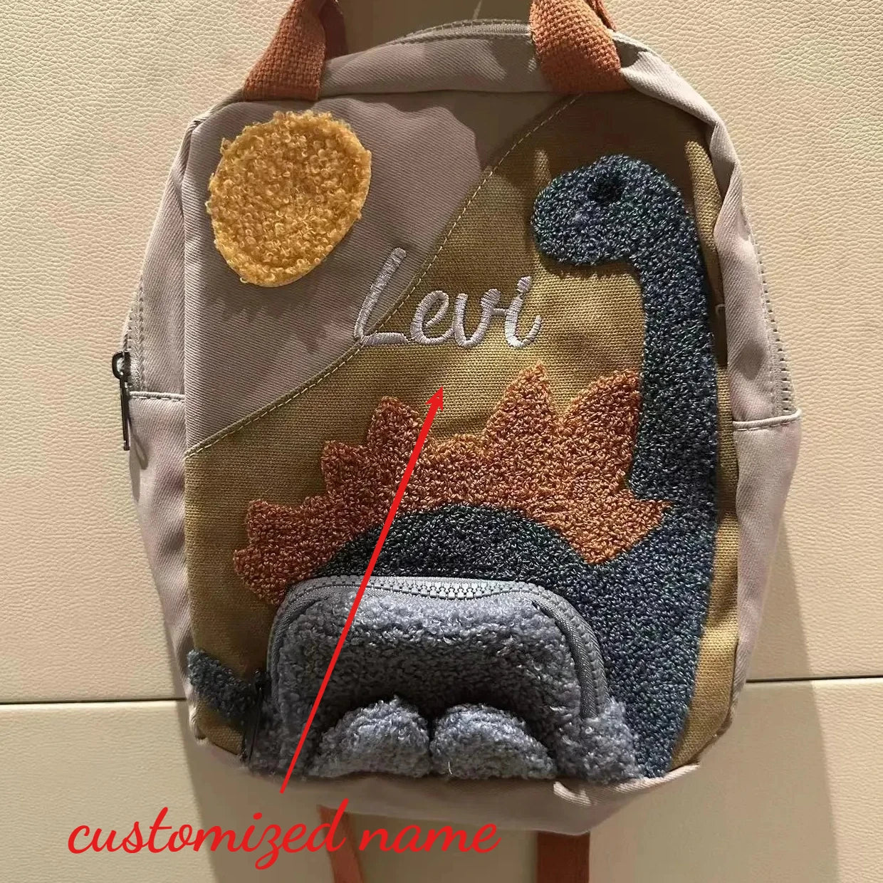 Custom Embroidered Dinosaur Name Backpack – Personalized Toddler Kindergarten Bag