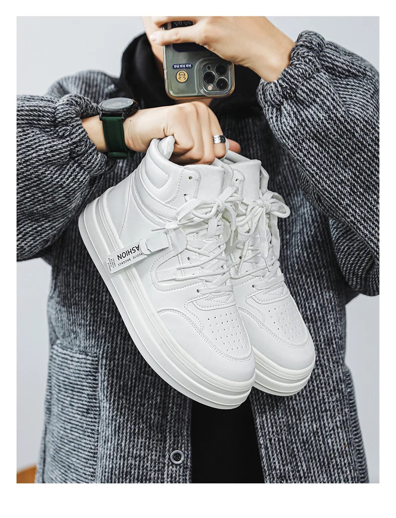 Men's High-Top Classic Casual Sports Shoes – Durable Leather Sneakers