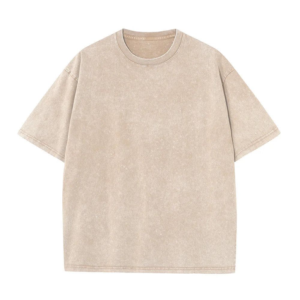 Men's Heavy Cotton Vintage Washed Oversized Tee — Premium Streetwear T-Shirt