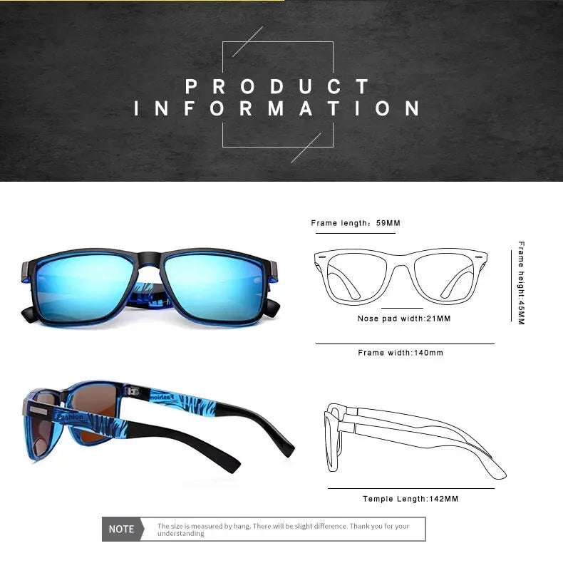 Fashionable Vintage Square Sunglasses | Luxury Designer Driving Fishing Eyewear for Men & Women
