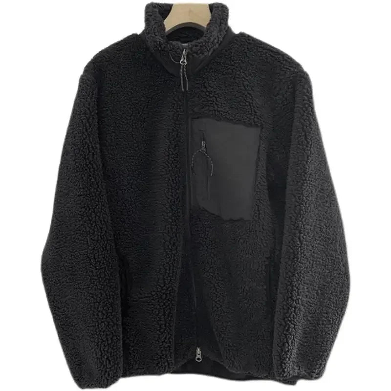 Japanese Fleece Zip Jacket – Unisex Loose Warm Lamb Wool Coat for Couples