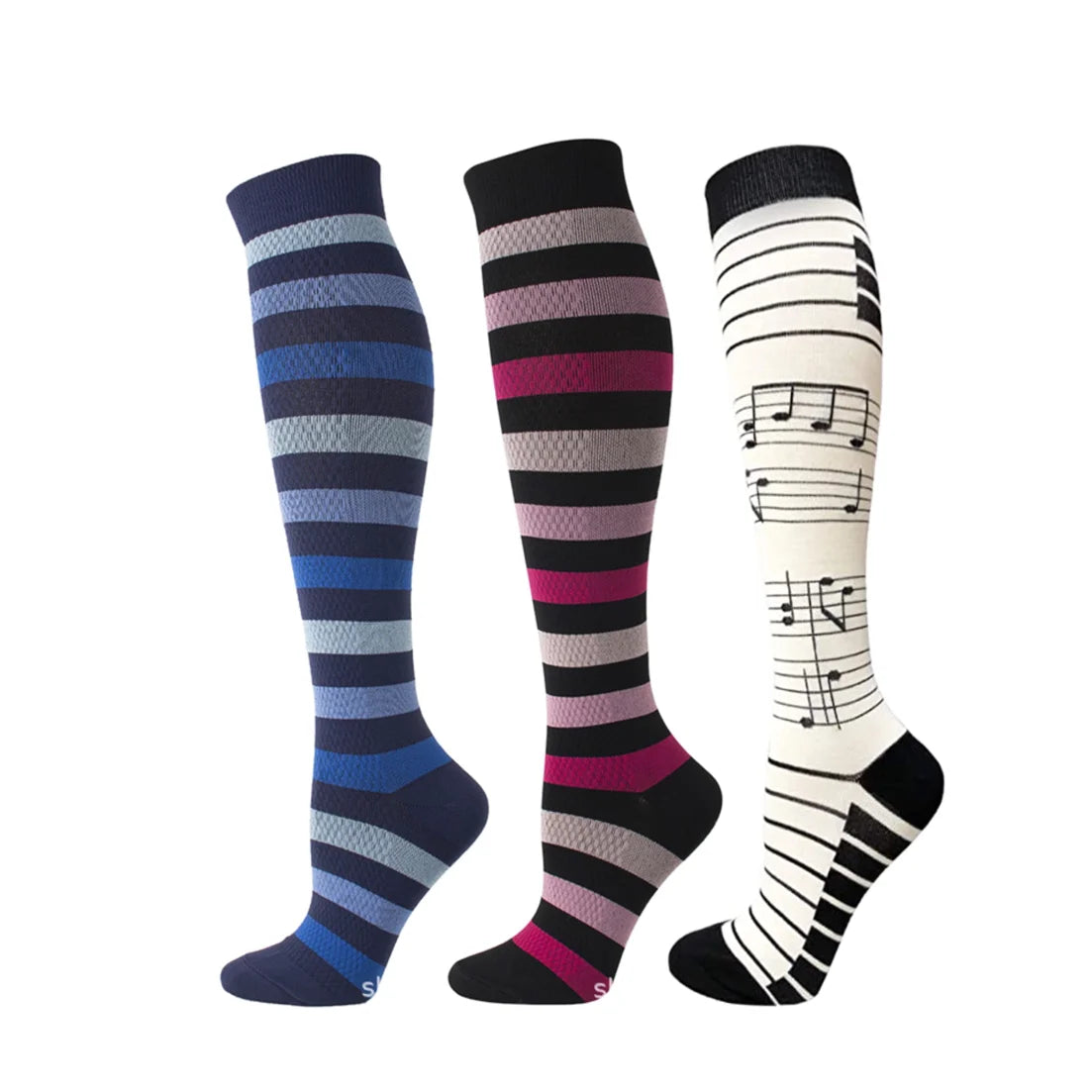 Knee High Compression Socks 20-30mmHg – 3 Pairs for Diabetes, Varicose Veins, Edema, Nurse & Running