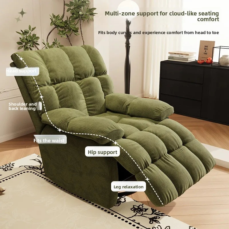 Five-Position Fabric Lounge Chair with Padded Arms