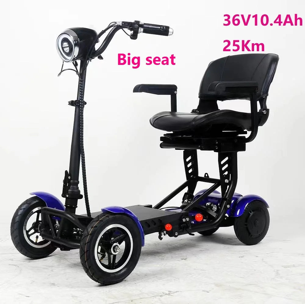 4-Wheel Mobility Scooter for Seniors, Foldable Electric Travel Scooter