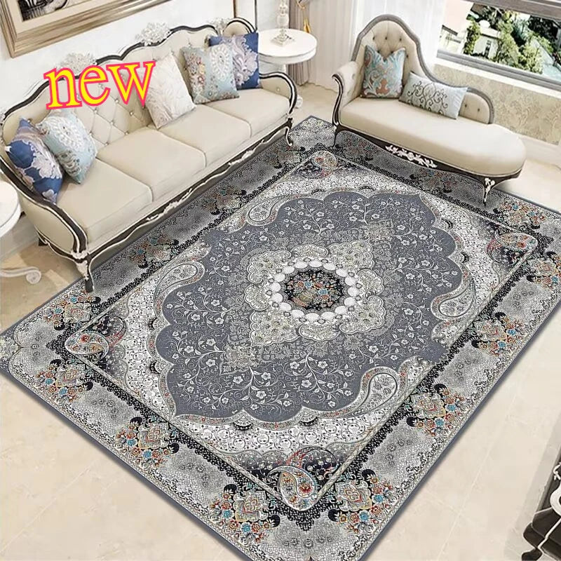 Persian Style Large Area Carpet – Retro Non-Slip Washable Rug for Living Room & Bedroom