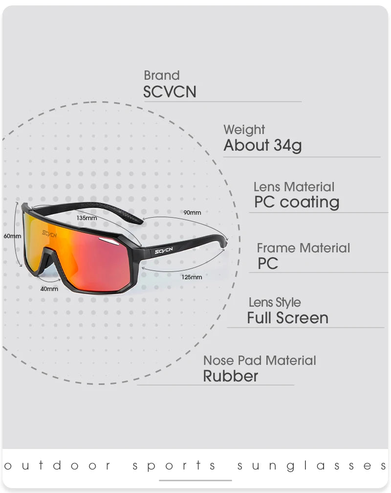 SCVCN Cycling Sunglasses — UV400 Polarized Sports Eyewear for Men & Women