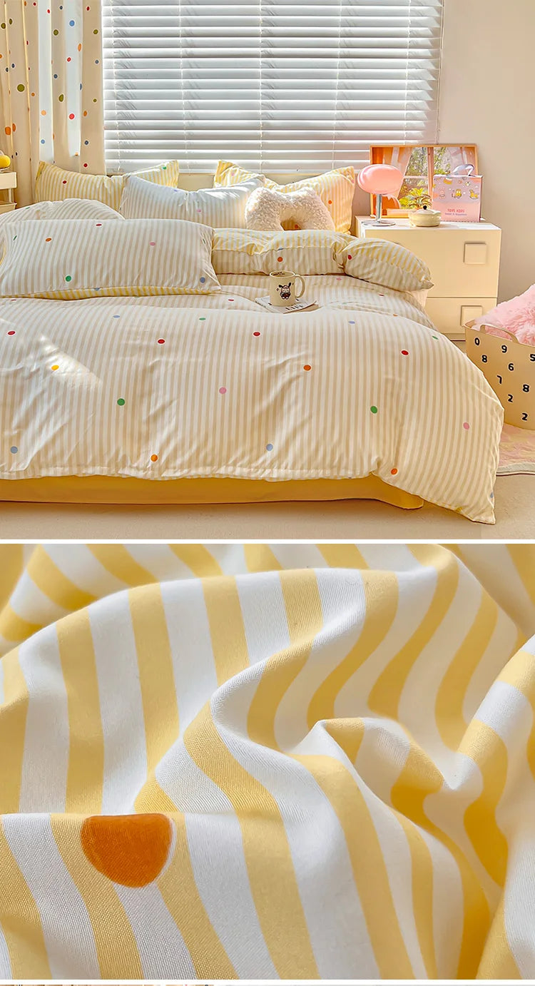 European-Style Washed Cotton Pillowcase | Soft & Breathable, Simple Printed Down Comforter Protection Cover