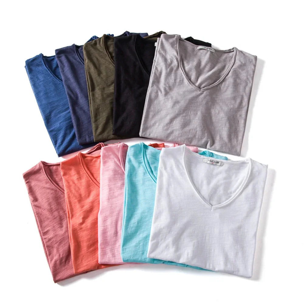 Men's 100% Cotton V-Neck Short Sleeve Tee — Classic Everyday T-Shirt