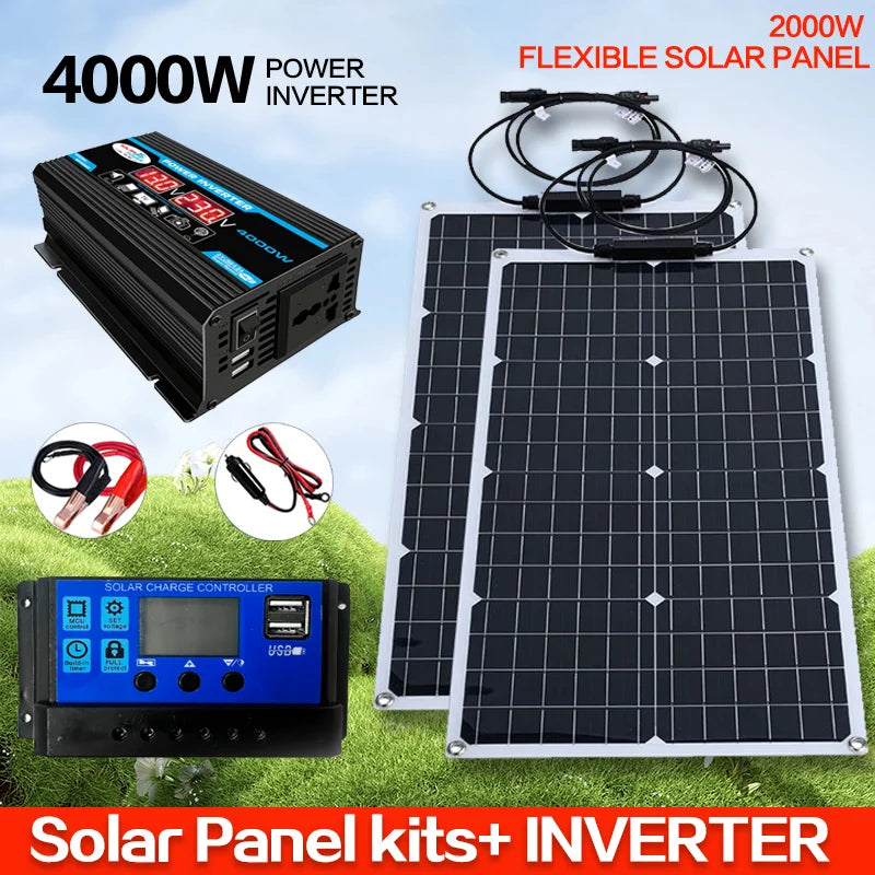 2000W Flexible Solar Panel — 110V/220V Thin-Film Panel for RV, Boat & Off-Grid Systems
