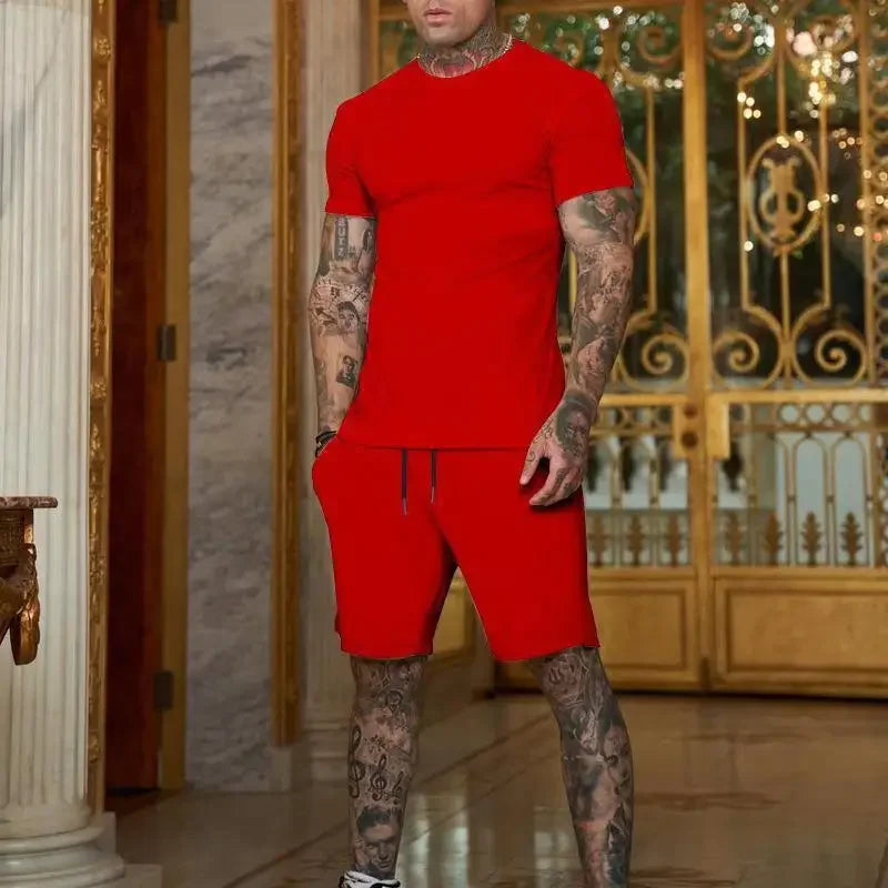 Men's Breathable T-Shirt & Shorts Casual Summer Sport Set – Fashionable Outdoor 2-Piece