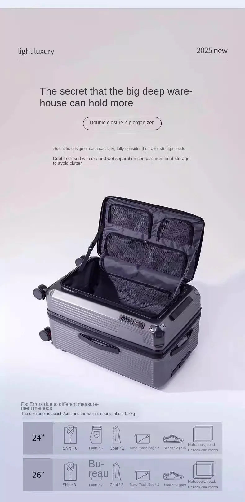 Side Opening Expandable Suitcase – Large Capacity PC Hardside with Brake & 5-Wheel Spinner 20–34"