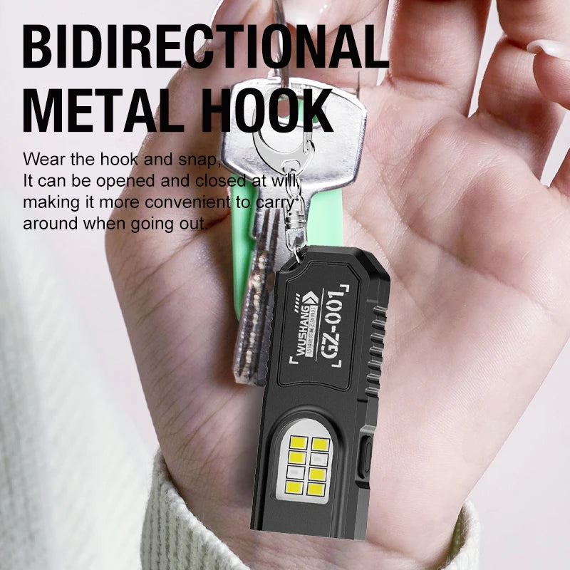 Keychain COB LED Flashlight – USB Rechargeable Mini Torch with Pen Clip & Magnetic Base